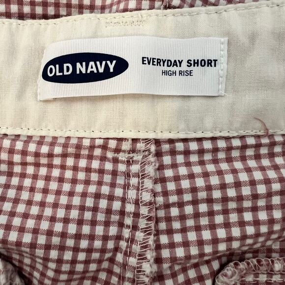 Old Navy Womens Everyday Shorts Size 10 Pink Checked Seersucker High Rise - Picture 4 of 5